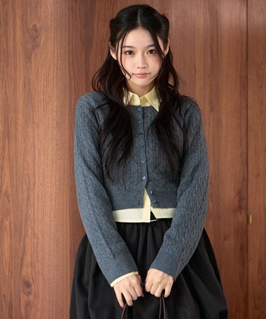 ケーブルニットＣＤ×シャツＳＥＴ