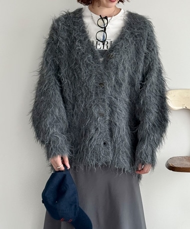 シャギーニットカーディガン