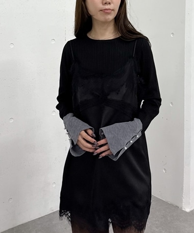 バイカラーフレアスリーブニット