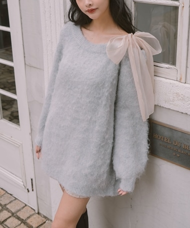 ２ｗａｙ肩リボンニットチュニック