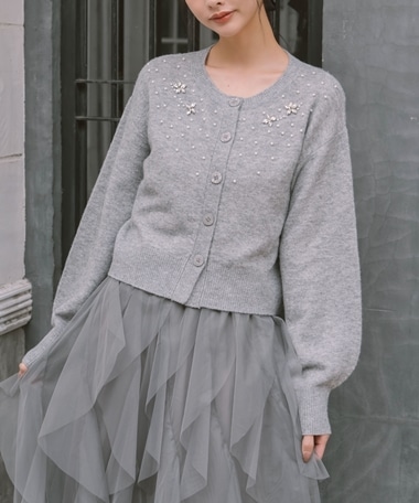 ビジューニットカーディガン