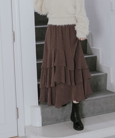 ドットアソートフリルティアードスカート