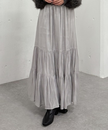 シャイニー切替ティアードスカート