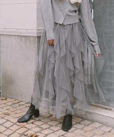 ラッフルチュールスカート