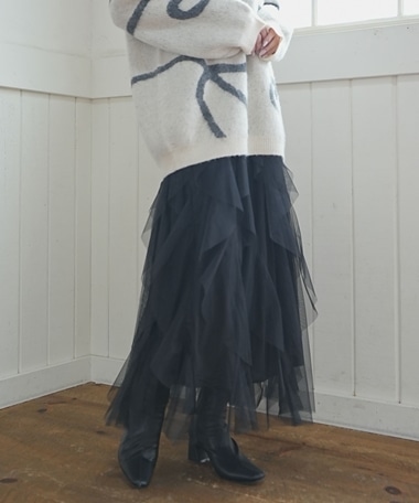 ラッフルチュールスカート