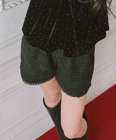 フリンジツイードショートパンツ