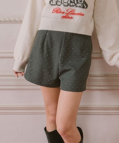 ラインストーンドットショートパンツ