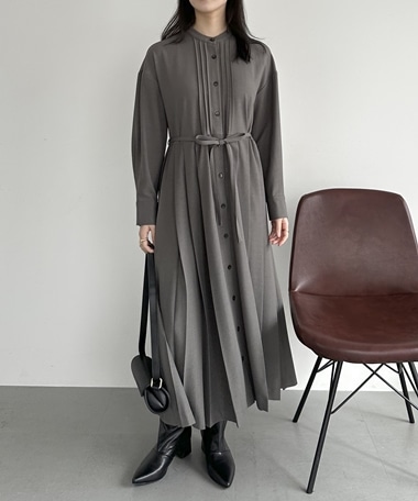 ピンタックプリーツワンピース