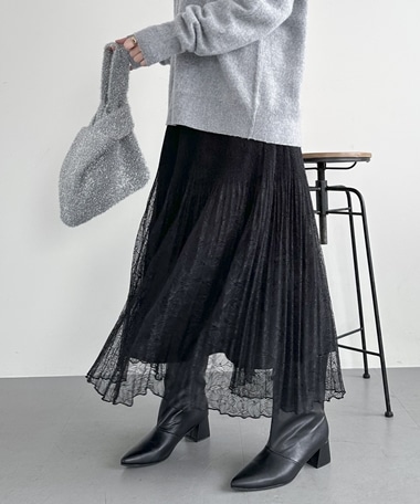 レースプリーツスカート