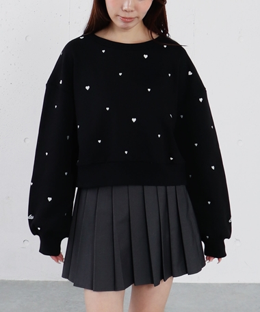 ランダムハート刺繍スウェット