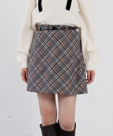 ベルト付きチェックアソート台形ミニＳＫ