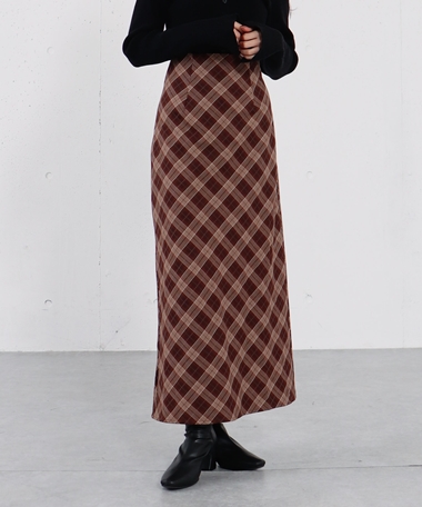 バイアスチェックナロースカート