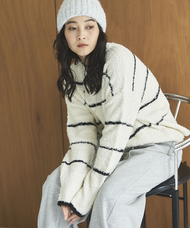 ブークレーボーダーニットプルオーバー