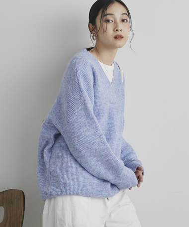 モヘアタッチカシュクールニット