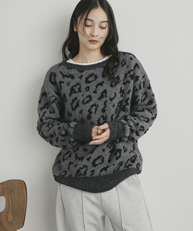 レオパードジャガードニット