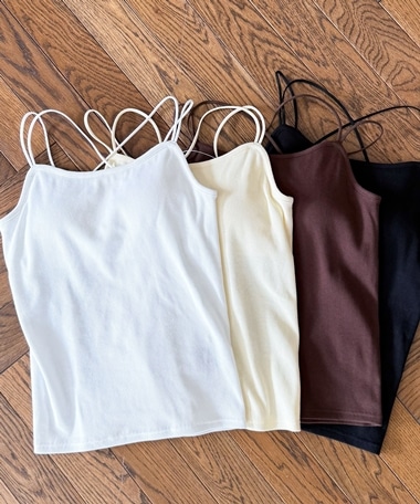 カップ付きバッククロスリブキャミソール