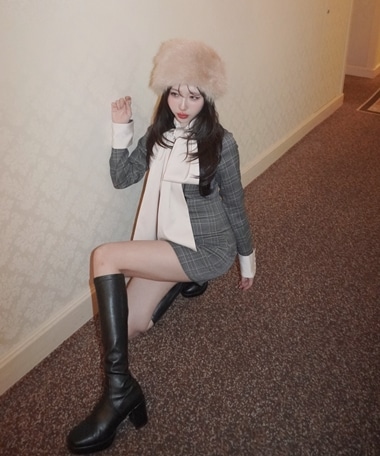 big ribbon check onepiece