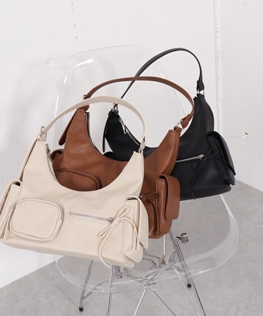 リボンポケットホーボーバッグ