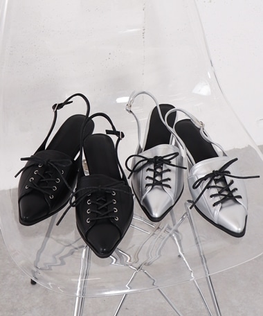 レースアップバックバンドパンプス