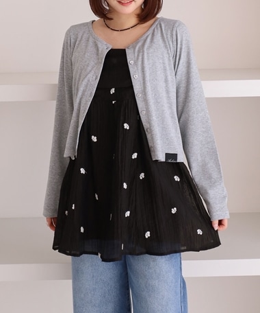 花柄刺繍ミニキャミワンピース