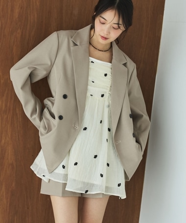 花柄刺繍ミニキャミワンピース