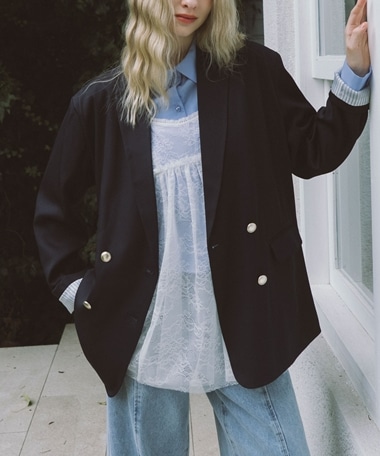 金釦オーバーショルダーテーラードジャケット