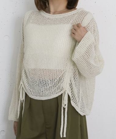 ラメメッシュドロストニットプルオーバー