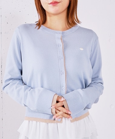 【ＯＮかわ】配色レイヤードニットカーディガン