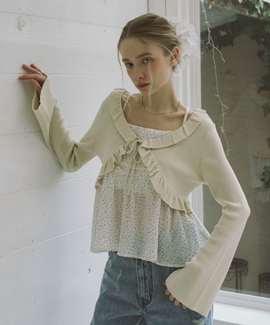 フリルニットＣＤ×ドットキャミビスチェＳＥＴ