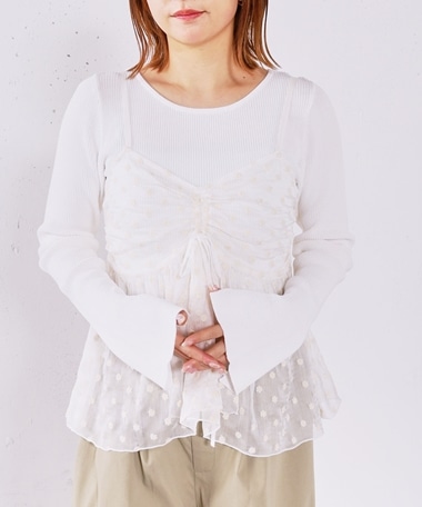 フラワー刺繍ビスチェ×リブニットプルオーバーＳＥＴ