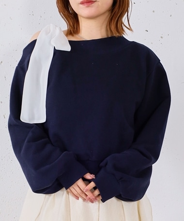 シフォンリボンワンショルスウェット
