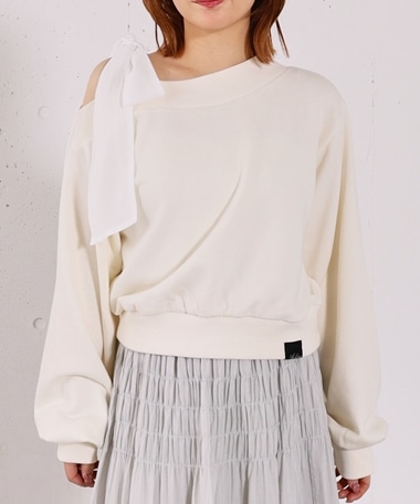 シフォンリボンワンショルスウェット