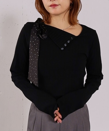 肩リボンワンショルカットＴＯＰＳ