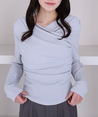 【ＯＮかわ】クロスタックドレープオフショルカットＴＯＰＳ