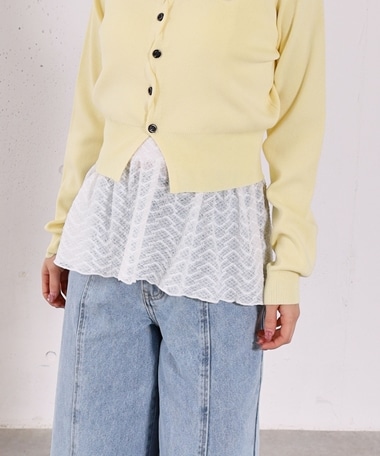 カップ付きレースペプラムキャミソール