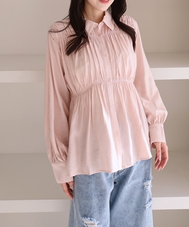 【ＯＮかわ】シャーリングギャザーシャツ