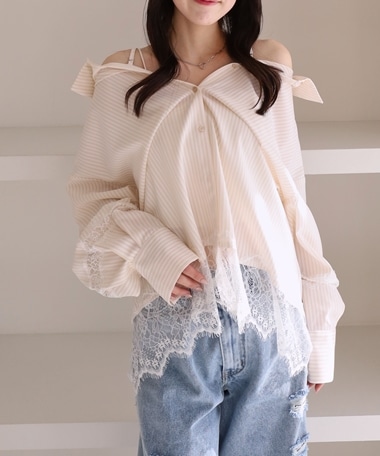 レースコンビ２ｗａｙオフショルシャツ