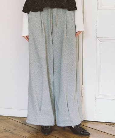 センタータックワイドスウェットパンツ