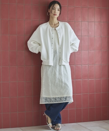 レースレイヤードワンピース