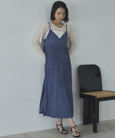 割繊ワッシャーキャミワンピ―ス