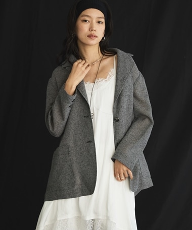 カラミツイードメッシュジャケット