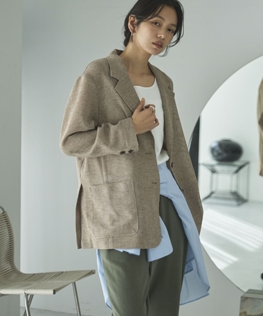 カラミツイードメッシュジャケット