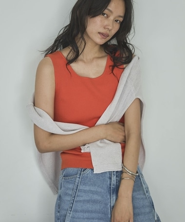 【EC限定カラー有】スクエアーニットタンク