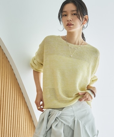 ペーパーヤーンMIXニットプルオーバー