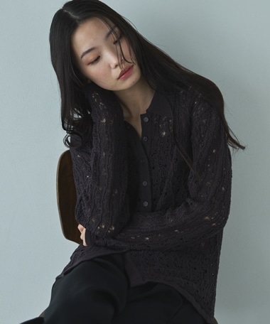 透かし編みカーディガン