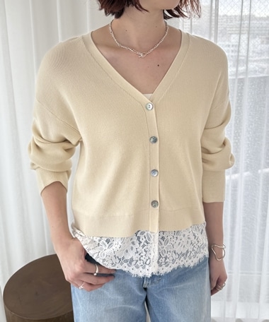 裾レースカーディガン