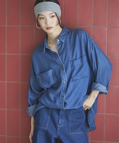 ソフトデニム2WAYシャツ/