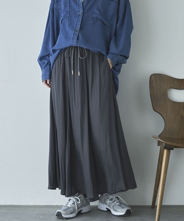 とろみサテンギャザースカート