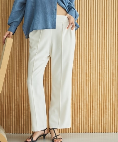 センターピンタックセミフレアパンツ