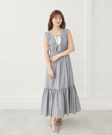 ２ｗａｙリボンシャーリングノースリワンピース